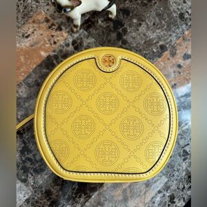 Tory Burch Yellow T MONOGRAM PERFORATED MOON